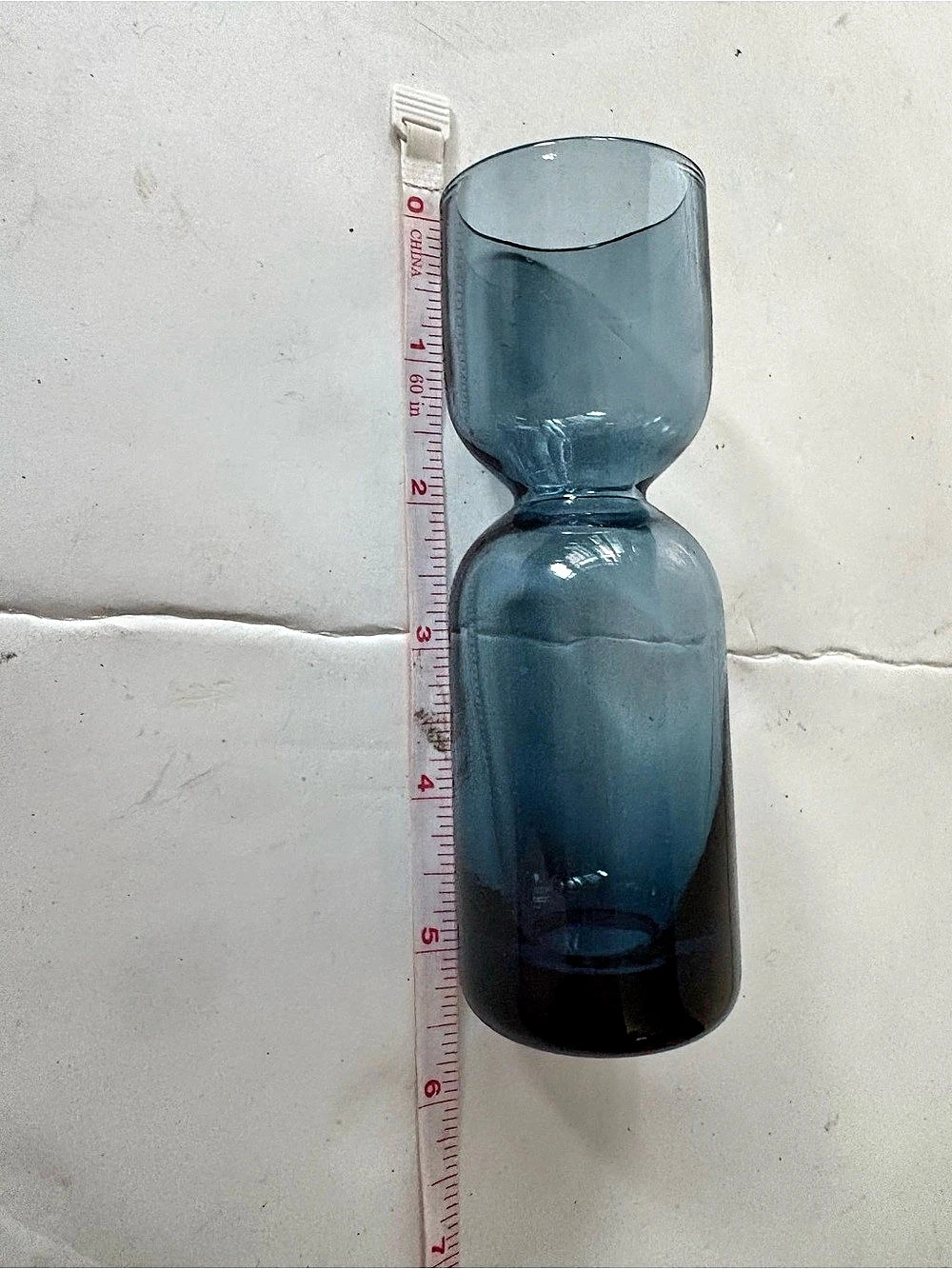 Blue Glass Hourglass Vase - Picture 3 of 6